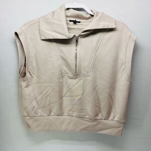 Papermoon Light Beige Zip-Up crop Top